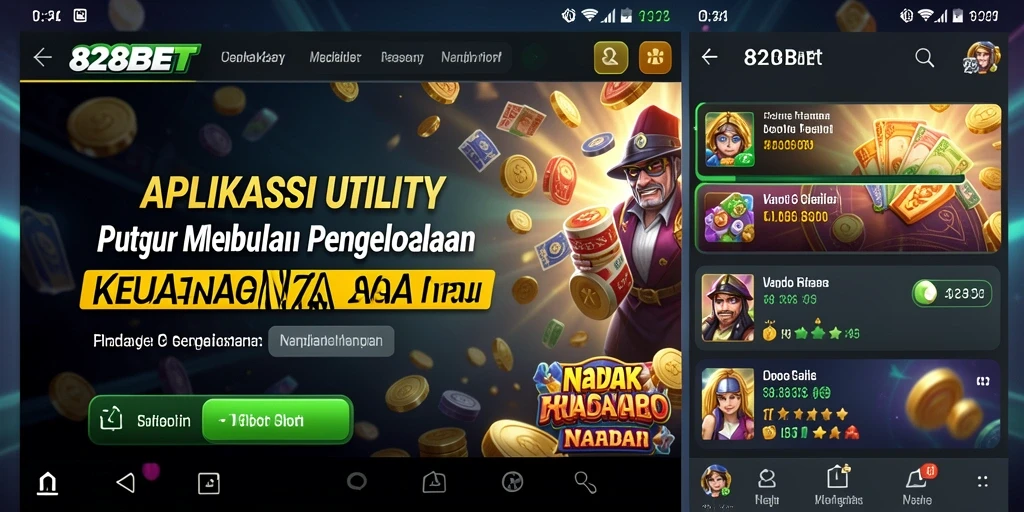 Tampilan utama 828BET dengan fitur pengelolaan keuangan yang interaktif.