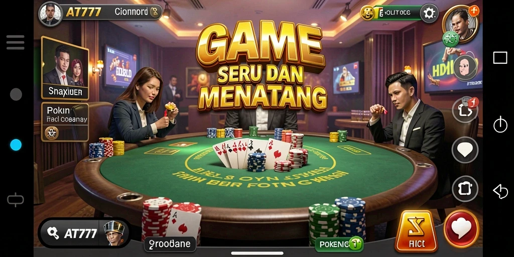 Tampilan gameplay Poker yang mendebarkan di AT777.