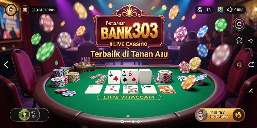 Screenshot gameplay Live Casino BANK303 yang menampilkan dealer profesional.