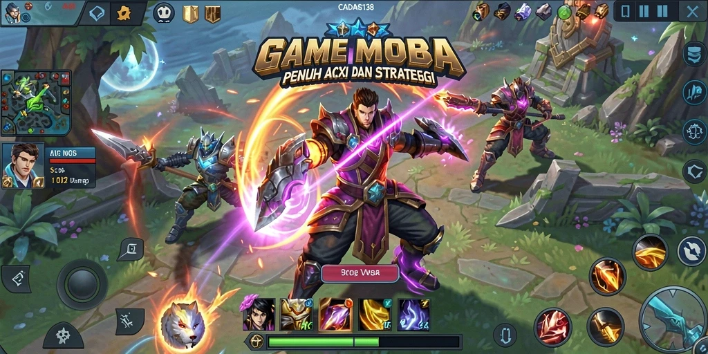 Gameplay seru di <strong>CADAS138</strong> dengan pertarungan karakter MOBA.