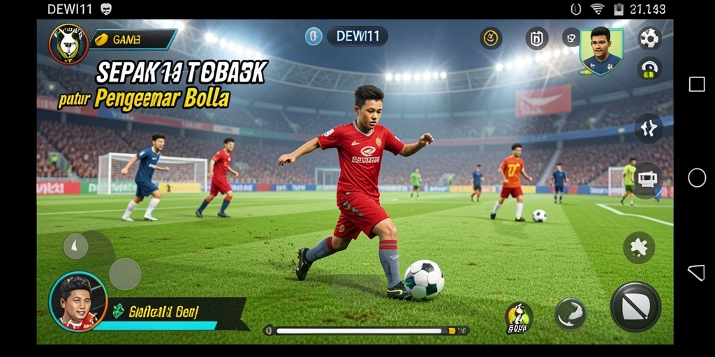 Gambaran menarik gameplay DEWI11 dengan aksi sepak bola yang mengasyikkan.