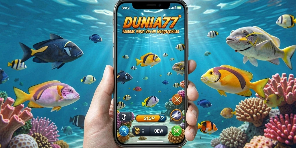 Tampilan gameplay DUNIA77 dengan aksi tembak ikan yang mendebarkan.