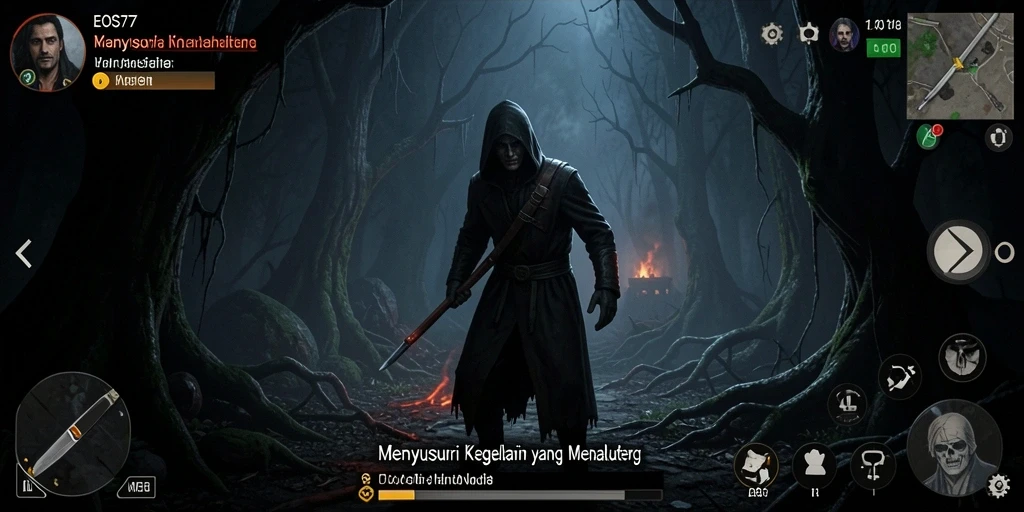Tangkapan layar dari gameplay menegangkan di EOS77.
