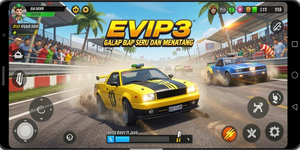 Tampilan menarik dari gameplay balap di EVIP3.