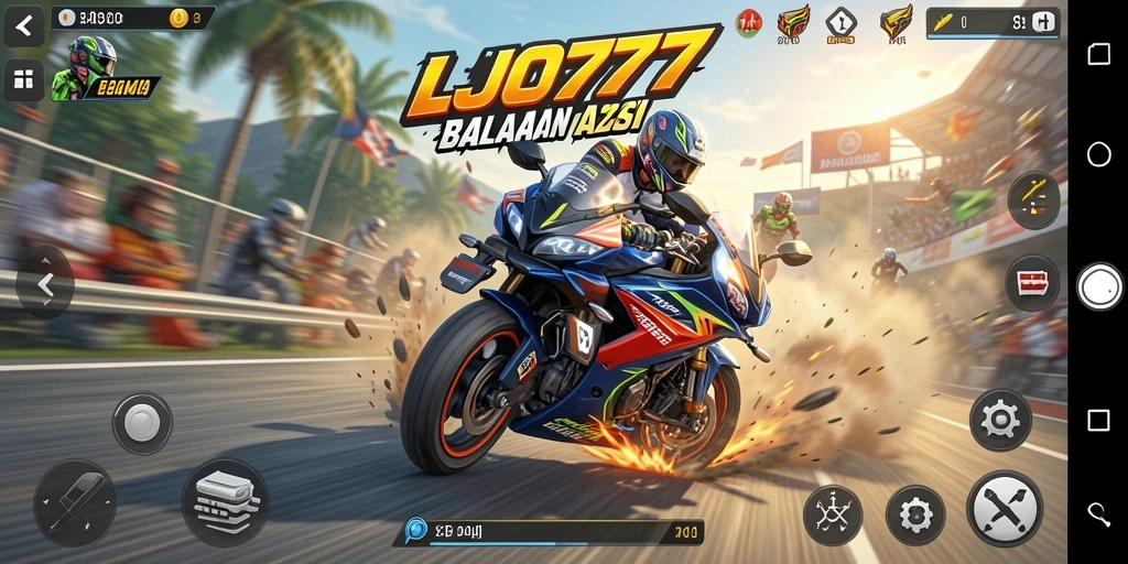 Gameplay seru dan menegangkan di LJO777 dengan balapan motor.