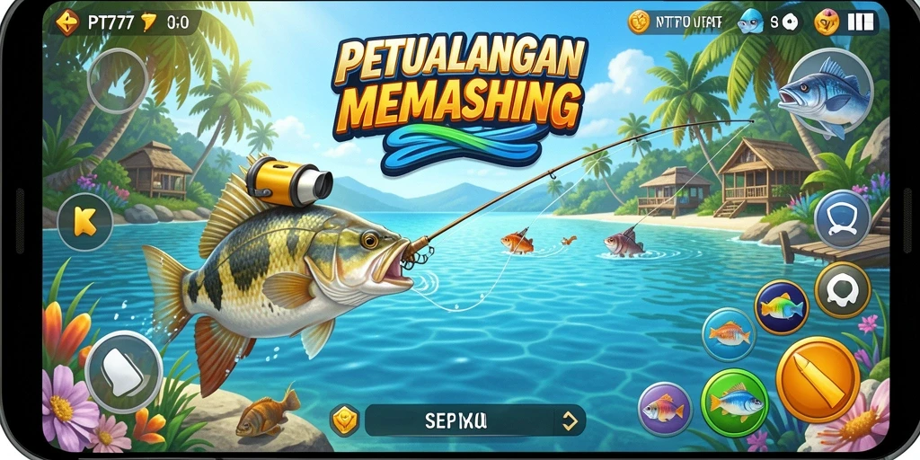 Screenshot gameplay PT777 dengan aksi memancing yang mendebarkan.