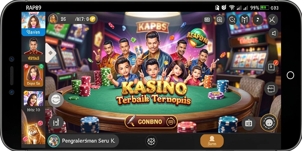 Tampilan gameplay kasino yang menegangkan dan menarik di RAP89.