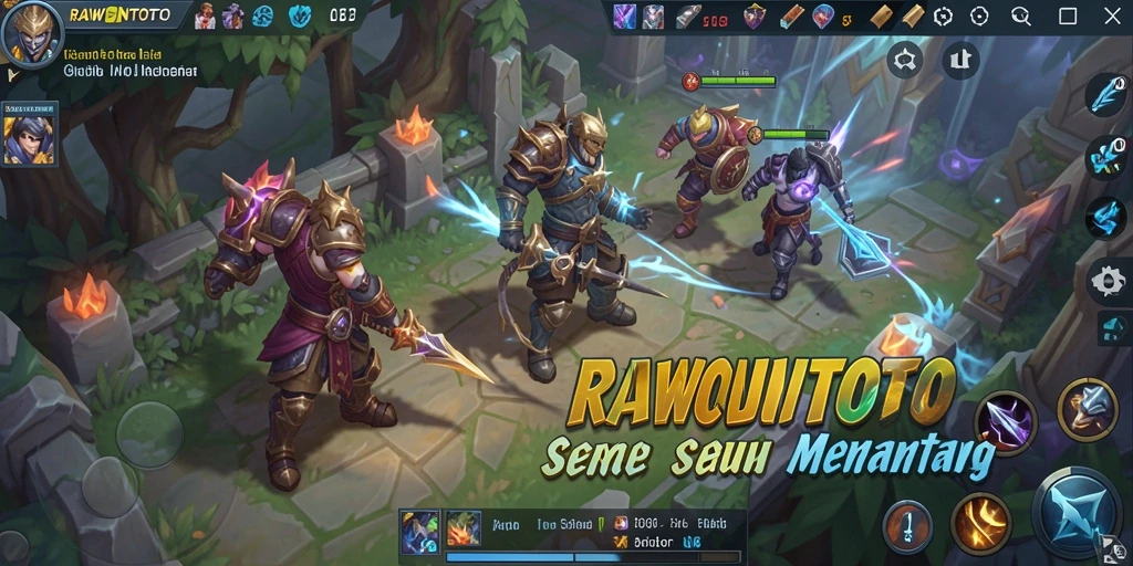 Tampilan gameplay seru dalam pertandingan MOBA RAWONTOTO.