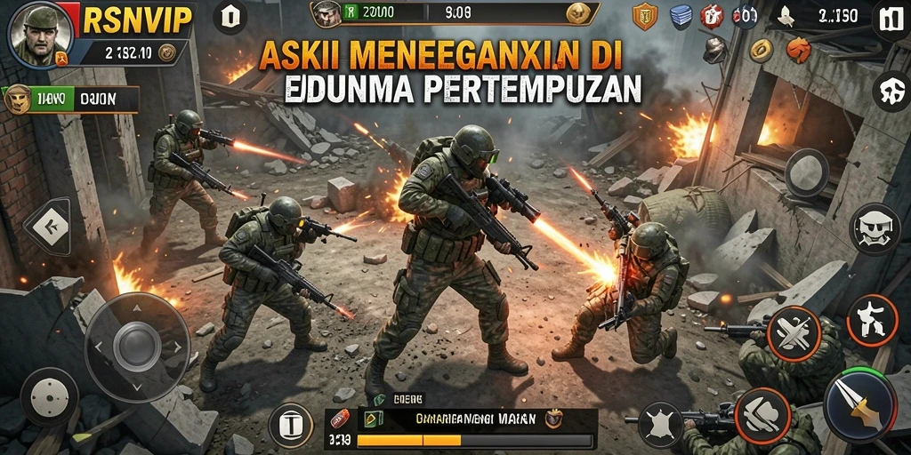 Screenshot RSNVIP menampilkan aksi pertempuran yang seru dan menegangkan.