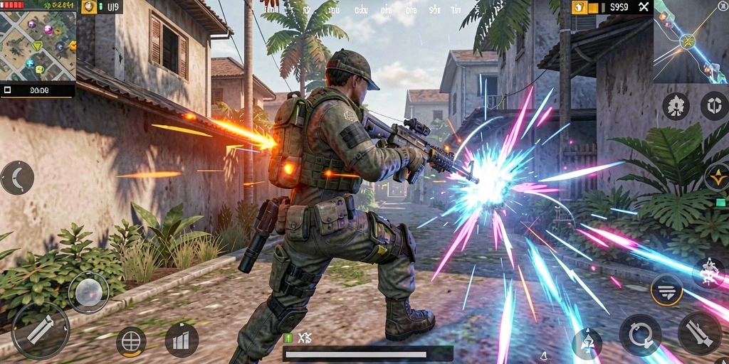 Screenshot utama S9S9 menampilkan aksi tempur seru dalam game TPS.