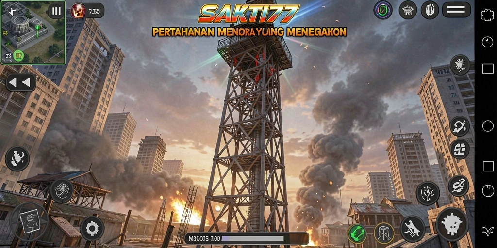 Tampilan gameplay menara dengan aksi menegangkan di SAKTI77.