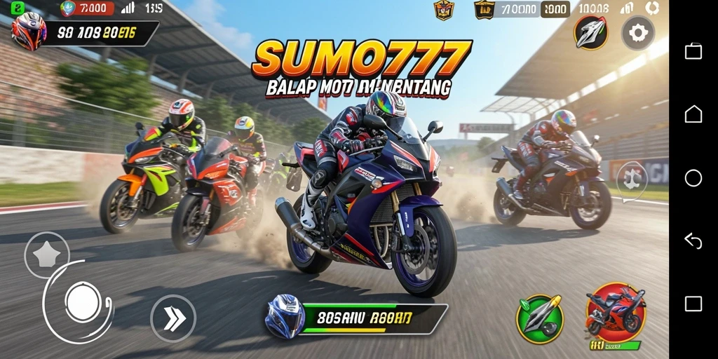 Tampilkan gameplay mendebarkan dalam balap motor.
