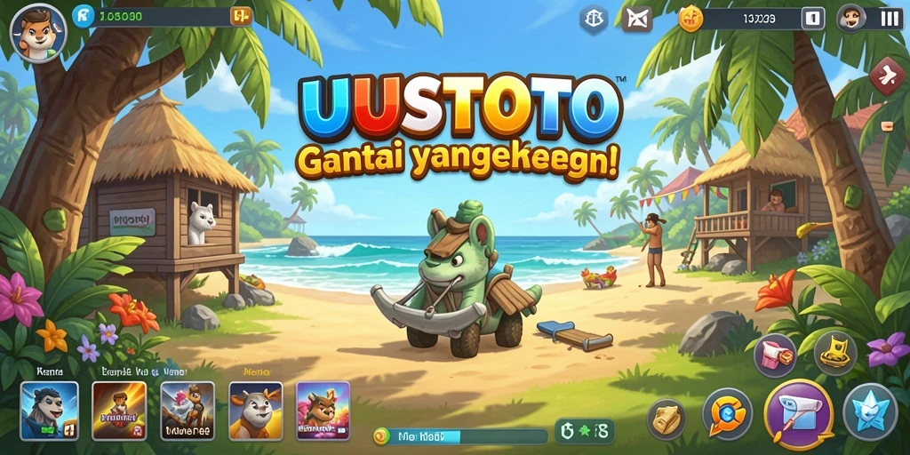 Tampilkan gameplay seru dari UUSTOTO dengan grafis cerah.