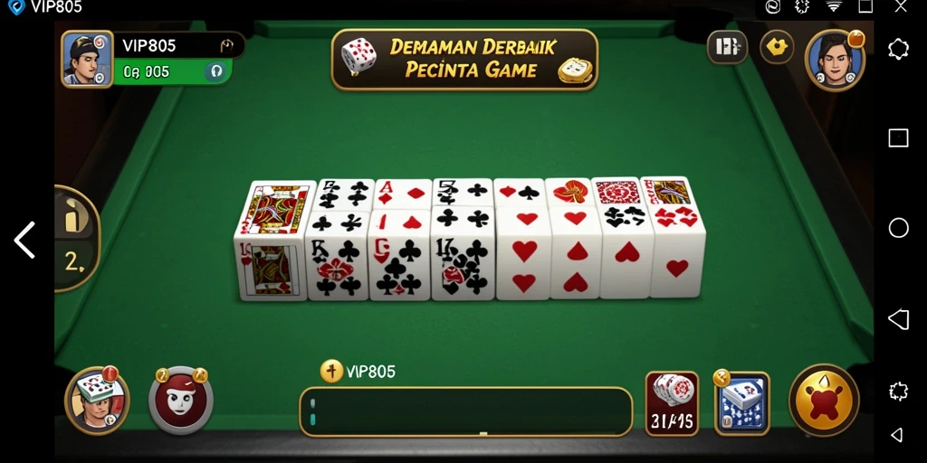 Tampilan gameplay seru dalam aplikasi VIP805 Domino.