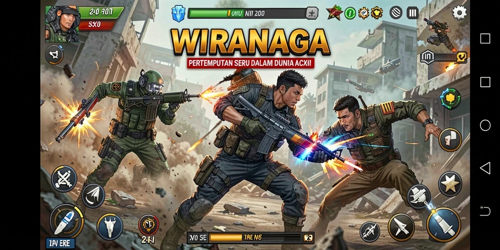 Tampilan gameplay <strong>WIRANAGA</strong> yang seru dan mendebarkan saat bertarung.
